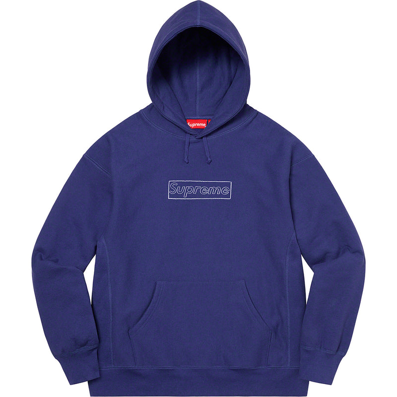 Supreme KAWS Chalk Logo Hooded Sweatshirt Washed Navy