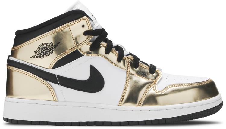 Jordan 1 Mid Metallic Gold Black White (GS)