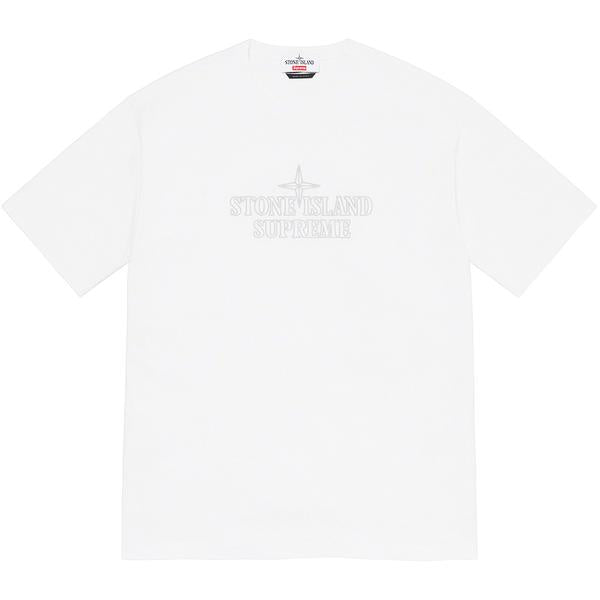Supreme Stone Island Embroidered Logo S/S Top White